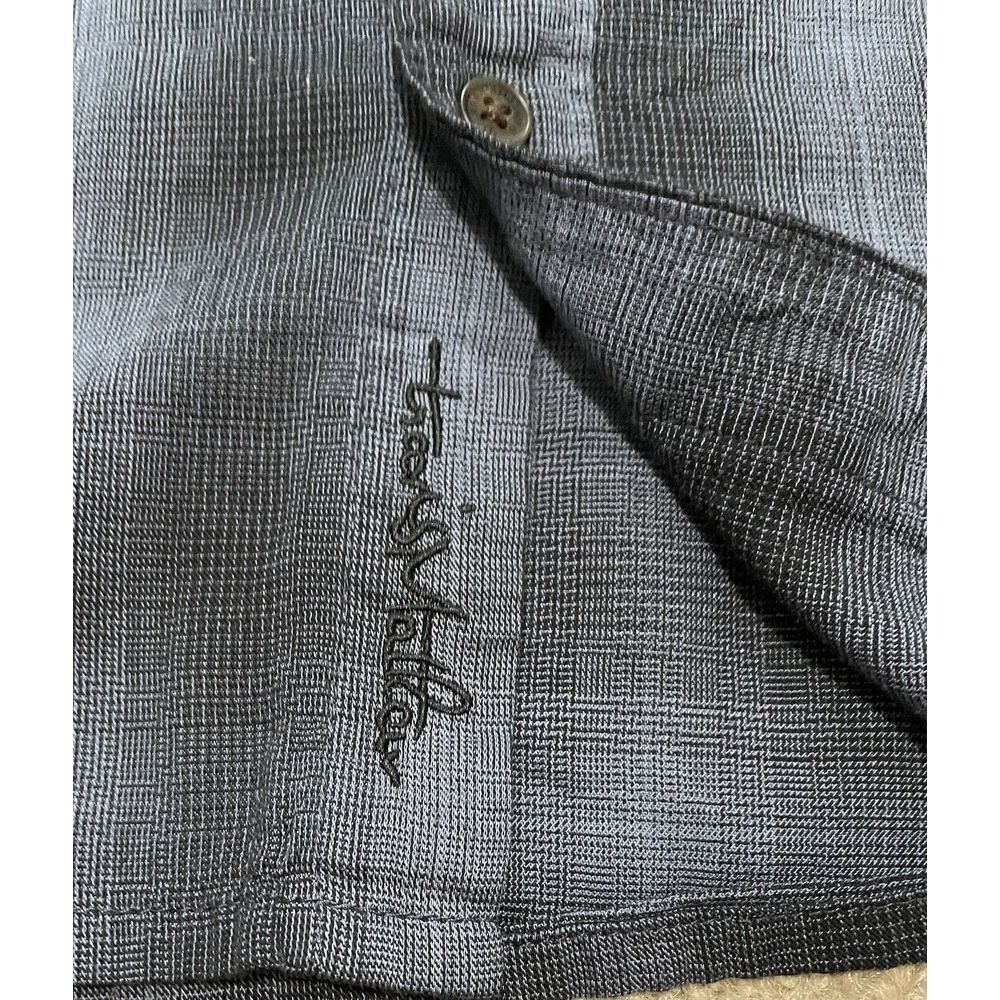 Travis Mathew Button Down Shirt Men Lg Grey Black Plaid Long Sleeve Golf Preppy - Picture 6 of 7